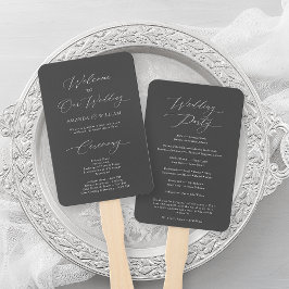 Modernes Programm für Holzkohle-Hochzeiten Fächer