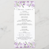Modernes Programm für Lila florales Brautparty (Rückseite)