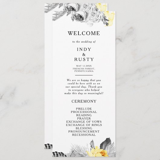 Modernes Programm für tropische Hochzeiten (Vorne/Hinten)