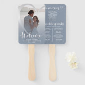 Modernes Programm zum Hochzeitsfeiern mit blauem u Fächer (Vorne und Hinten)