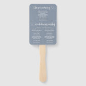 Modernes Programm zum Hochzeitsfeiern mit blauem u Fächer (Rückseite)