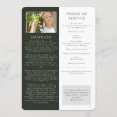 Modernes Programm zur Gedächtnisbeerdigung (Rückseite)