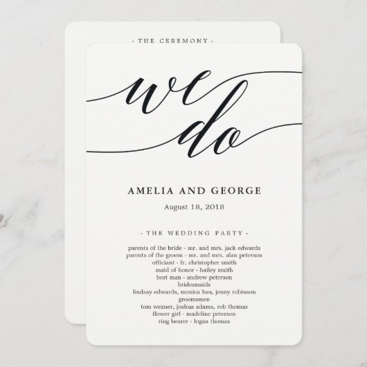 Modernes Programm zur Hochzeit von Skripten (Vorne/Hinten)