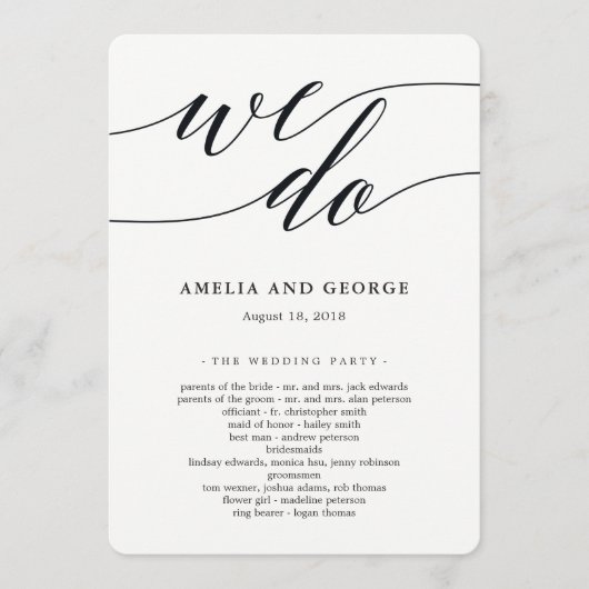 Modernes Programm zur Hochzeit von Skripten (Vorderseite)