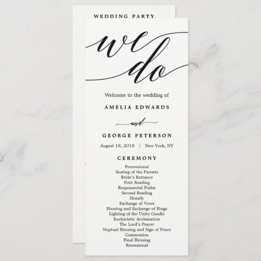 Modernes Programm zur Hochzeit von Skripten (Vorne/Hinten)