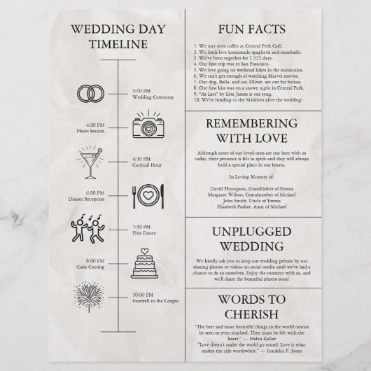 Modernes Programm zur Hochzeitzeitzeitzeitung Flyer (Hinten)