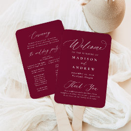 Modernes Programm zur Kalligrafie-Hochzeit in Burg Fächer