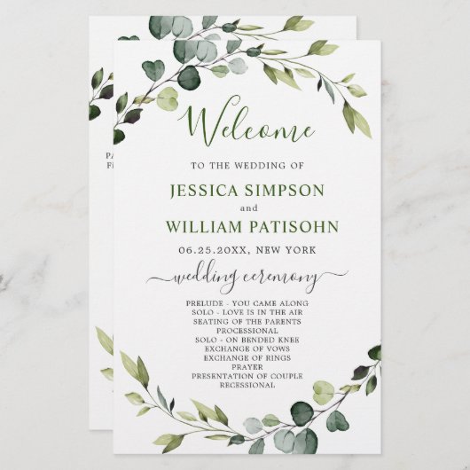 Modernes Programm zur Zeremonie der Eukalyptus Wre (Vorne/Hinten)