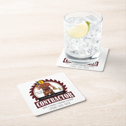 Modernes Promotion Contractor Company Rechteckiger Pappuntersetzer (Vor Ort)