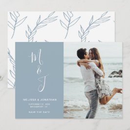 Modernes Pulver Blue Botanical Wedding rettet das  Save The Date