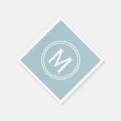 Modernes Pulver Blue Custom Round Gerahmt Monogram Serviette (Ecke)