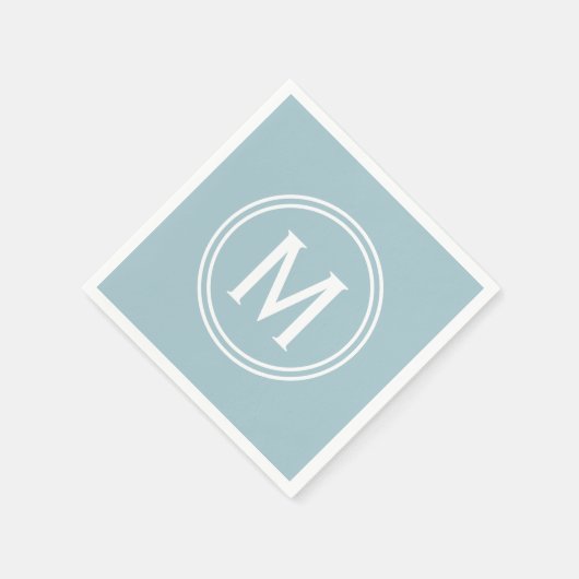 Modernes Pulver Blue Custom Round Gerahmt Monogram Serviette (Ecke)