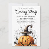 Modernes Pumpkin Carving Adult Halloween-Party Einladung (Vorderseite)