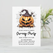 Modernes Pumpkin Carving Adult Halloween-Party Einladung (Stehend Vorderseite)