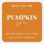 Modernes Pumpkin-Gewürz | Herbst-Kerze Quadratischer Aufkleber (Vorderseite)
