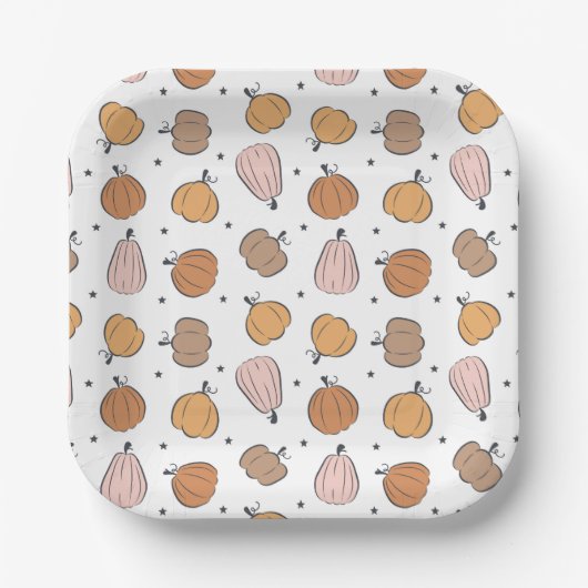 Modernes Pumpkin-Muster - Papier-Teller Pappteller (Vorderseite)