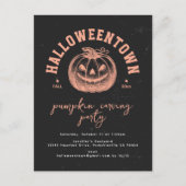 Modernes Pumpkin Orange Black Halloween-Party Postkarte (Vorderseite)
