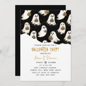 Modernes Pumpkin- und Ghost-Halloween Einladung (Vorne/Hinten)