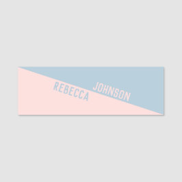 Modernes Punchy Pastel Light Blue Light Rosen Duot Namensschild