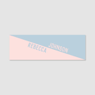 Modernes Punchy Pastel Light Blue Light Rosen Duot Namensschild