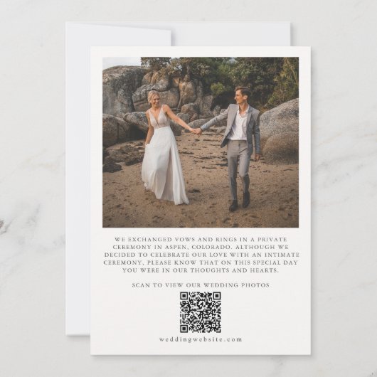 Modernes QR Code 2 Foto Just Married Wedding Ankündigung (Rückseite)