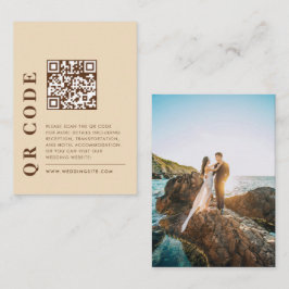 Modernes QR Code Beige Wedding Details Foto Begleitkarte