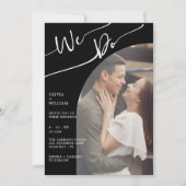 Modernes QR Code Black Foto Einladung Hochzeit (Vorderseite)