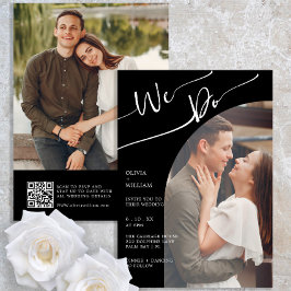Modernes QR Code Black Foto Einladung Hochzeit