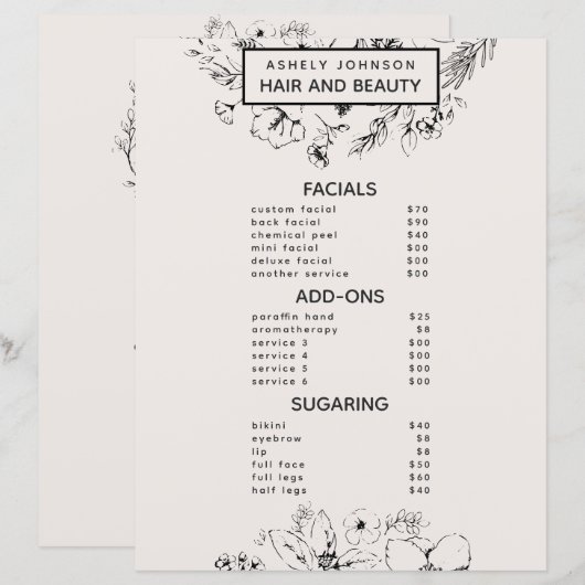 Modernes QR Code Blush Black 3 Services Wellness-C (Vorne/Hinten)