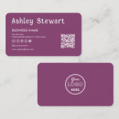 Modernes Qr Code Facebook Instagramm-Logo Berry Visitenkarte (Vorne/Hinten)