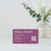 Modernes Qr Code Facebook Instagramm-Logo Berry Visitenkarte (Stehend Vorderseite)