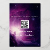 Modernes QR Code Foto Celestial Galaxy Hochzeit Folieneinladung (Rückseite)