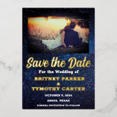 Modernes QR Code Foto Celestial Galaxy Wedding Foi Folieneinladung (Vorderseite)
