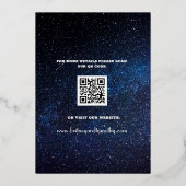 Modernes QR Code Foto Celestial Galaxy Wedding Foi Folieneinladung (Rückseite)