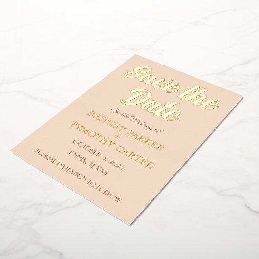 Modernes QR Code Foto Champagne Script Wedding Foi Folieneinladung (Gedreht)