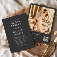 Modernes QR Code Foto Charcoal Elegante Hochzeit