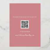 Modernes QR Code Foto Dusty Rose Wedding Folieneinladung (Rückseite)