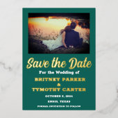 Modernes QR Code Foto Emerald Green Wedding Folieneinladung (Vorderseite)