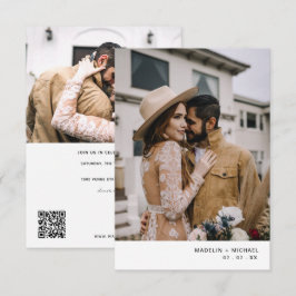 Modernes QR Code Foto Hochzeitseinladung Einladung