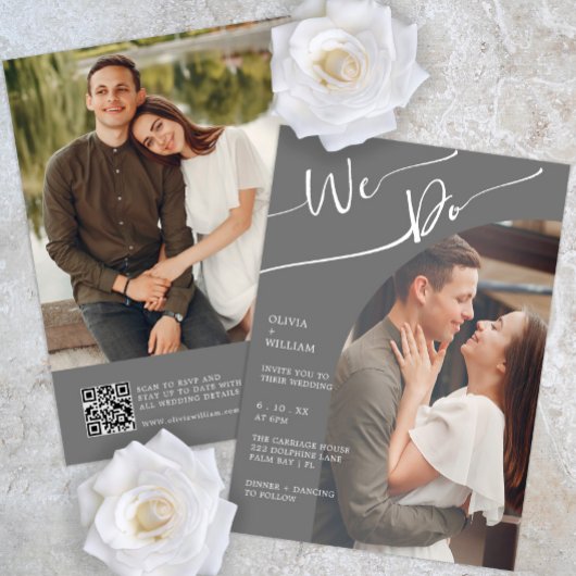 Modernes QR Code Foto Hochzeitseinladung Einladung