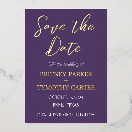 Modernes QR Code Foto Kalligrafie Script Hochzeit Folieneinladung (Vorderseite)