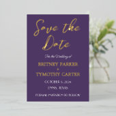 Modernes QR Code Foto Kalligrafie Script Hochzeit Folieneinladung (Stehend vorne)