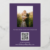 Modernes QR Code Foto Kalligrafie Script Hochzeit Folieneinladung (Rückseite)