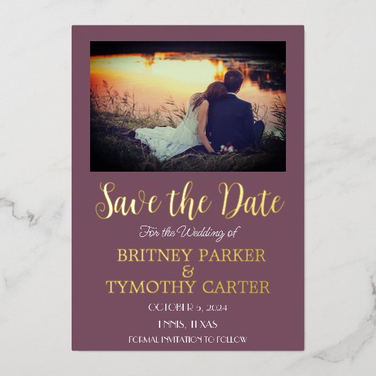 Modernes QR Code Foto Lavender Lila Wedding Folieneinladung (Vorderseite)