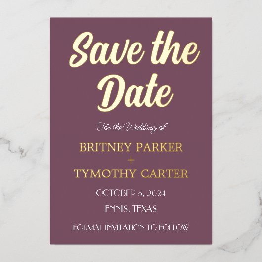 Modernes QR Code Foto Lila Lavendel Wedding Foil Folieneinladung (Vorderseite)