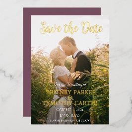 Modernes QR Code Foto Lila Lavendel Wedding Folieneinladung