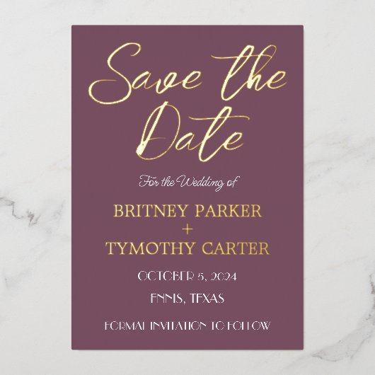 Modernes QR Code Foto Lila Lavendel Wedding Folieneinladung (Vorderseite)