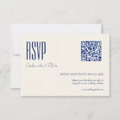 Modernes QR Code Foto Minimalistisch Navy Blue RSVP Karte (Vorderseite)