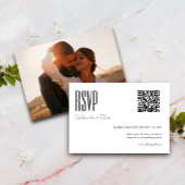 Modernes QR Code Foto Minimalistisch Schwarz/Weiß RSVP Karte