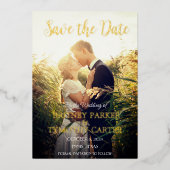 Modernes QR Code Foto Script Navy Blue Wedding Folieneinladung (Vorderseite)